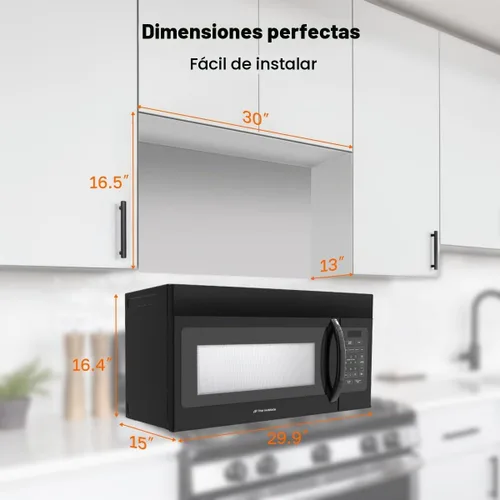 Vista 7 de Microondas de 30 pulgadas sobre la estufa, ThermoMate de 1.7 pies cúbicos de capacidad, microondas sobre la estufa con un toque, 1000 vatios