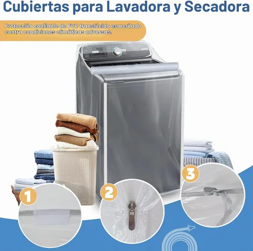 Vista 3 de Fundas para lavadora y secadora - Funda de lavadora para carga superior y carga frontal - Impermeable y a prueba de polvo con cremallera suave