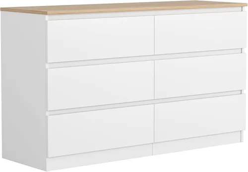Vista 13 de Vibe & Dine Cómoda doble de 8 cajones, cómoda de madera moderna con amplio almacenamiento para armario, dormitorio, sala de estar, color negro