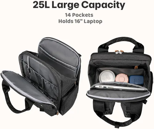 Vista 6 de JSTPRO Mochila para pañales – Bolsa de pañales grande con cambiador portátil como regalo de baby shower, bolsa de viaje unisex ligera e impermeable