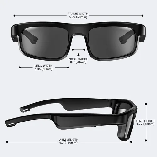 Vista 5 de Gafas inteligentes Bluetooth con auriculares de oreja abierta 5.3 Bluetooth, asistente de voz equipado con lentes de filtrado UV, ideal para correr