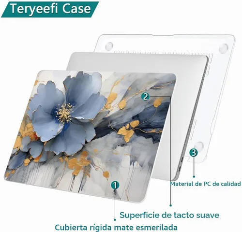 Vista 5 de Teryeefi Compatible con MacBook Air de 13 pulgadas A2337 M1 Chip A2179 A1932 (versión 2018-2020), funda protectora delgada + cubierta de teclado
