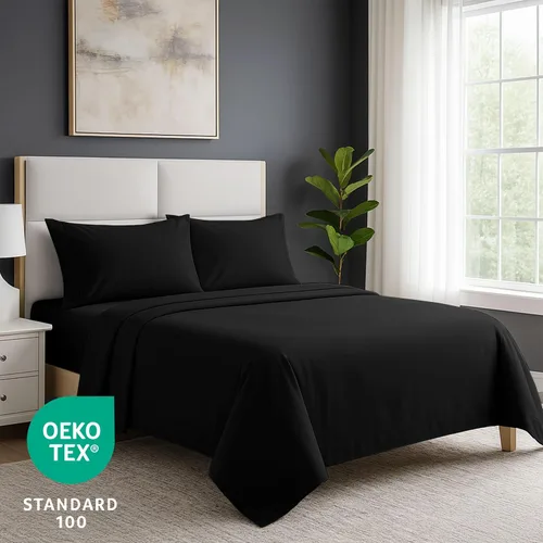 Vista 124 de Pure Bedding Juego de Sábanas Twin - Sábanas de Cama de Microfibra Ultra-Suave 1800 - Doble Cepillado - Bolsillos Profundos - Ajuste Fácil - Extra