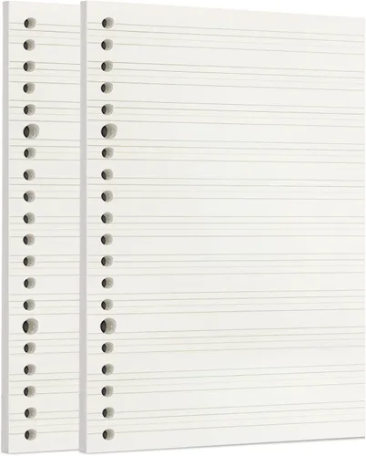 Vista 7 de Zelten 1 paquete A5 de 80 hojas/160 páginas 4 en 1 rayado cuadrado punteado en blanco hojas sueltas perforadas papel de repuesto de papel