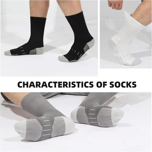 Vista 5 de BUDERMMY Calcetines de trabajo de algodón que absorben la humedad para hombre, 6-12, 6 pares