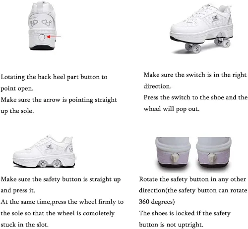 Vista 5 de KOFUBOKE Zapatos de patinaje unisex para adultos y niños, con ruedas invisibles, 2 en 1, polea extraíble, patinaje parkour