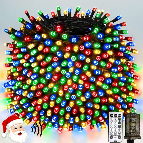 Vista 25 de Luces de Navidad controladas por voz con control remoto, cadena de 300 luces LED de 99 pies para interiores y exteriores con 12 modos, 3