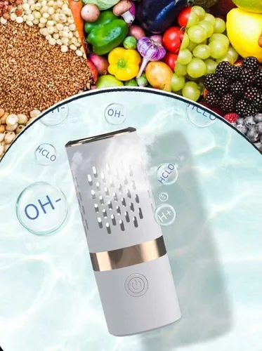 Vista 2 de Máquina limpiadora de verduras y frutas, dispositivo de limpieza de frutas purificado a prueba de agua con tecnología de purificación de iones OH