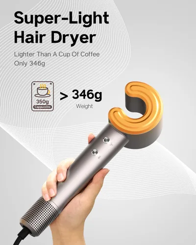 Vista 5 de Secador de pelo para mujer, motor sin escobillas de alta velocidad de 110,000 RPM, tecnología de plasma, secado rápido en 5 minutos, 5.15 oz, ligero