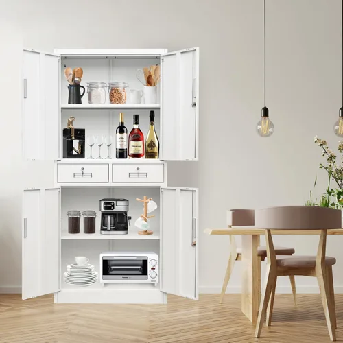 Vista 65 de BESFUR Armarios de almacenamiento de metal con estantes y puertas, armario de almacenamiento con cerradura de 36" de altura para oficina en casa