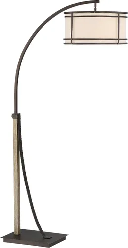 Vista 9 de Franklin Iron Works Gentry - Lámpara de pie industrial rústica de granja con puerto de carga USB de 71 1/2" de alto, acabado de bronce aceitado