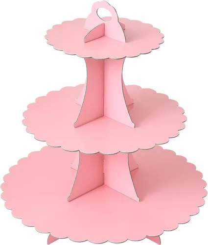 Vista 12 de Soleebee Soporte para Cupcakes de 3 Niveles, Torre de Cupcakes de Cartón, Torre de Soporte para Pasteles de Postre para Decoración de Cumpleaños