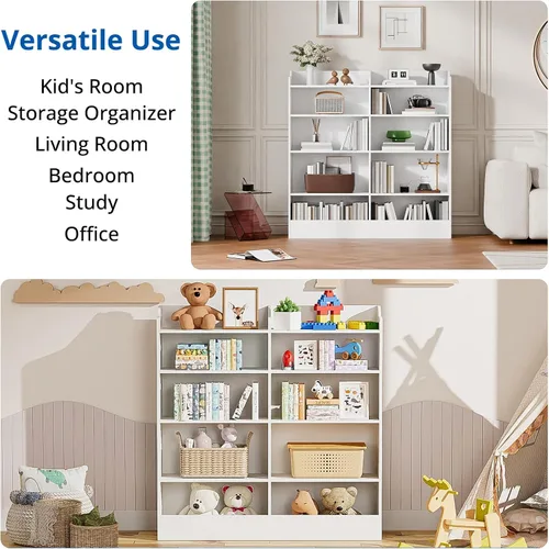 Vista 26 de Cozy Castle Organizador de almacenamiento de juguetes, estantería para niños de 5 niveles, estantería de 10 cubos para niños pequeños, armario
