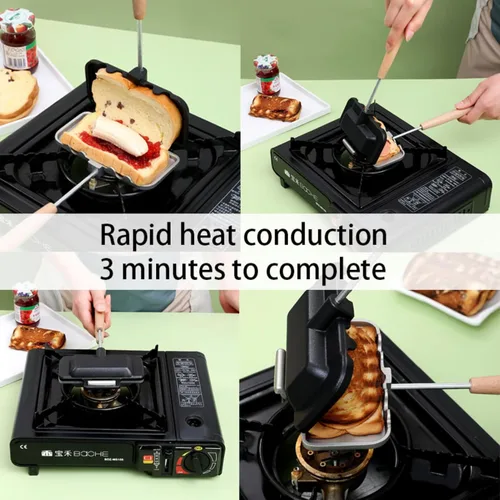 Vista 4 de Sartén para sándwich, disco de aluminio para hornear, sartén abatible adecuada para queso a la parrilla, panqueques, tortillas, perros calientes