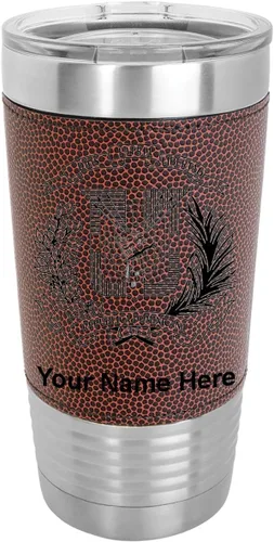Vista 13 de LaserGram Vaso aislado al vacío de 20 onzas, escudo de armas, República Dominicana, grabado personalizado incluido (piel sintética, estilo béisbol)