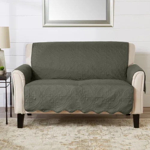 Vista 60 de Great Bay Home Funda reversible de retazos reclinable, lavable, protector de muebles con correas elásticas, perfecta para niños y mascotas, detalle