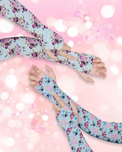 Vista 6 de 2 Pairs Gardening Sleeves for Women Sun Protection Arm Sleeves for Women Anti-Slip Floral Gardening Sleeves