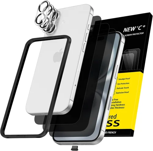 Vista 39 de NEW'C 3x Protector de privacidad para pantalla de iPhone 13 (15,49 cm) + 3x Protector de lente de cámara, protección del sensor, película de vidrio