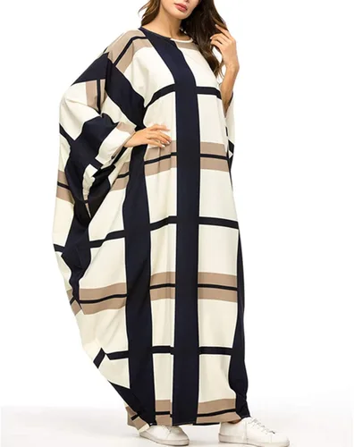 Vista 7 de xiannu Jalabiya Mujer Más Tamaño Maxi Vestidos Batwing Manga Árabe Kaftan Beige