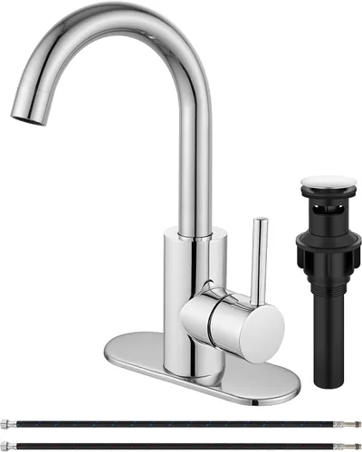 Vista 12 de Midanya Grifo de baño de un solo agujero, grifo de fregadero de barra de 1 agujero, adecuado para tocador de cocina, RV, boquilla giratoria de acero