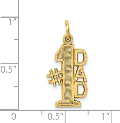 Vista 2 de FindingKing Oro de 14 quilates #1 Dad Charm Father Daddy Love Jewelry, Oro amarillo