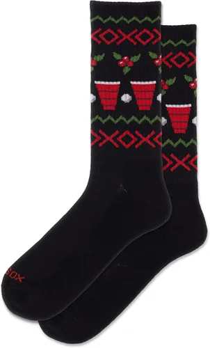 Vista 17 de Hot Sox Men's Fun Cocktail Drinks Crew Socks - 1 Pair Pack - Happy Hour Cool & Funny Novelty Gifts Cerveza (negro)