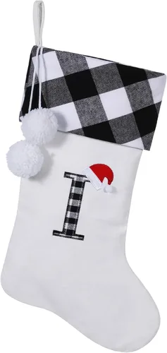 Vista 57 de Calcetines de Navidad bordados con monograma inicial de 20 pulgadas, decoración de Navidad, calcetines personalizados, decoración de temporada