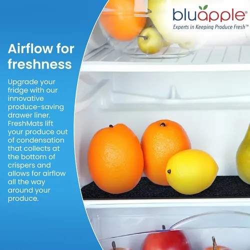 Vista 5 de Bluapple FreshMats, forro para contenedor de refrigerador, tapetes para cajón de refrigerador, forro extensor de vida útil del cajón para verduras