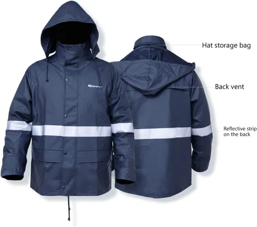 Vista 4 de Trajes de lluvia para hombre, impermeable, resistente, ropa de lluvia, chaqueta con pantalones