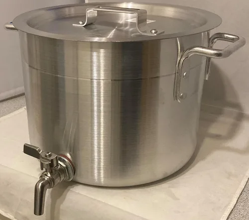 Vista 3 de Olla de aluminio de 10 cuartos de galón con boquilla de espita + tapa de tapa: Hervidor resistente de 2.5 galones con grifo de válvula de drenaje