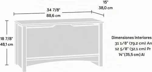 Vista 4 de Niño Craft Shoal Creek ready-to-assemble Baúl de almacenaje, Madera, Marrón