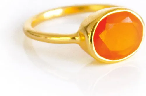 Vista 116 de Oval Birthstone Ring Bezel Set in Vermeil Gold, Sterling Silver, or Rose Gold, Stacking Birthstone Ring [rOMB]