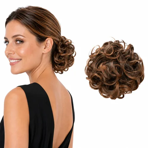 Vista 14 de CAISHA Moño Hairpiece Cola de caballo Topknot Hepburn-Bun Scrunchie Updo Ash Brown Light Blonde Mix HK124 mezcla rubio claro marrón ceniza #18TH613A