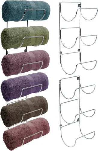 Vista 11 de Sorbus Toallero para pared de baño, 6 niveles para colgar toallas de baño, toallas de baño, ropa de cama, estantes negros para baño, spa, salón