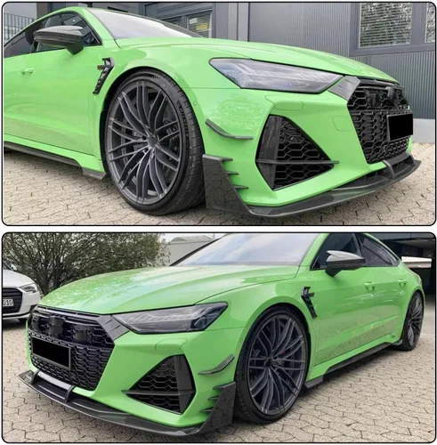 Vista 2 de Borde de parachoques delantero de fibra de carbono seco para Audi RS7 C8 2020-2022 Sportback 4 puertas protector divisor de alerón de barbilla
