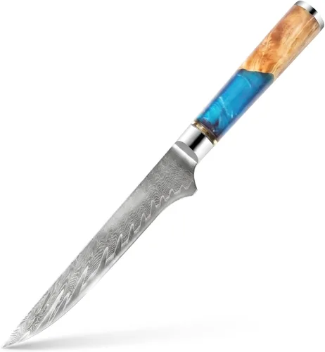 Vista 9 de Tidal Blue - Cuchillo para pan de 8" - Damasco