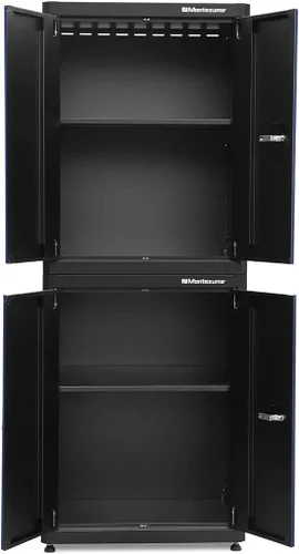 Vista 13 de Sistema de almacenamiento de herramientas de garaje Montezuma - Gabinete base apilable con bloqueo de 2 puertas de 30.5 x 24 pulgadas con pestillos