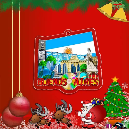 Vista 2 de Argentina Buenos Aires - Adorno navideño de acrílico transparente de doble cara para decoración de árbol, colgante de recuerdo de viaje, colección