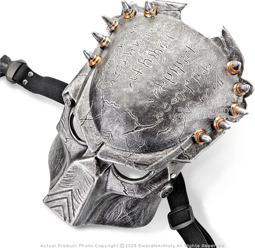 Vista 6 de Munetoshi Depredador Alien Máscara Hunter Guerrero Scifi Acción Película Cómic Cosplay Bronce Negro, Negro