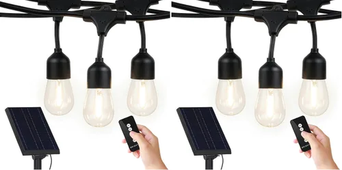 Vista 8 de Brightech Ambience Pro – Cadena de luces para exteriores con control remoto a energía solar con bombillas Edison – Luces de patio impermeables LED