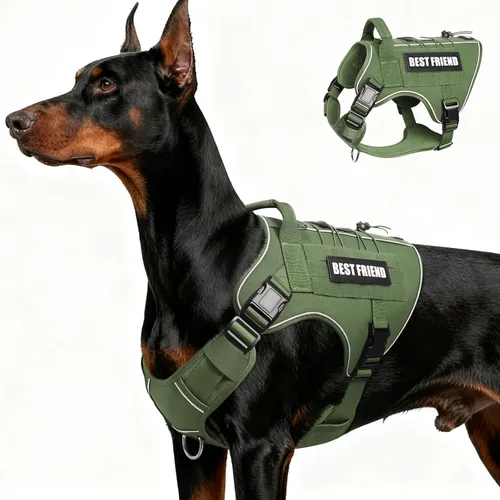 Vista 17 de Arnés Táctico para Perros Talla Pequeña, Sin Tirones Chaleco Militar para Perros con Asa, Arnés Reflectante de Servicio Pesado para Mascotas