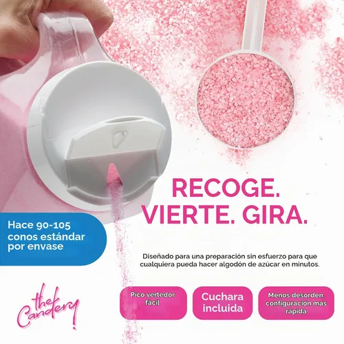 Vista 3 de The Candery Azúcar de hilo de algodón para caramelos (paquete de 3) incluye 100 conos premium (3 unidades de 46 onzas con 100 conos)