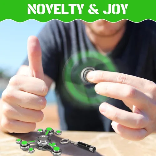 Vista 6 de Dilabnba Infinity Gear Fidget Spinners juguete para niños y adultos, juguete de metal fresco para aliviar el estrés, antiansiedad, luz que brilla