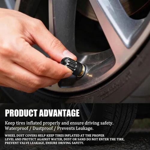 Vista 6 de 50PCS TPMS Tire Valve Long Stem Caps, Black Plastic Valve Caps Universal