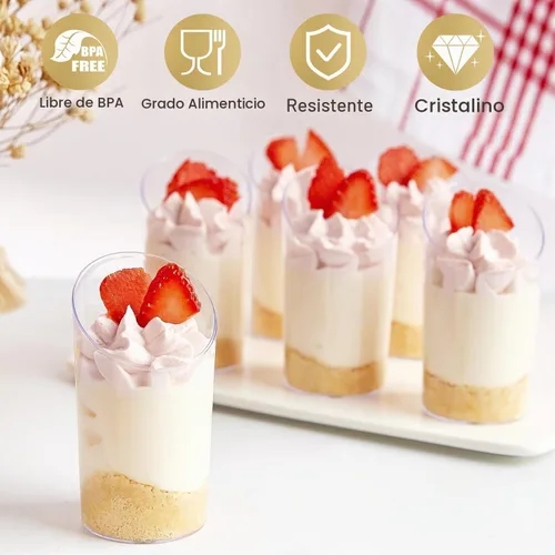 Vista 3 de TOFLEN - Paquete de 100 mini tazas de postre de 2.2 onzas con cucharas
