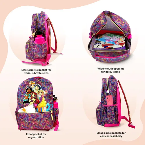 Vista 4 de Juego de mochila de 16 pulgadas para niñas y niños, mochila escolar para niños de jardín de infantes y primaria con accesorios para la escuela