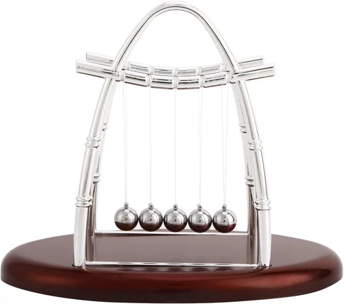 Vista 8 de Rengue Newtons Balance Balls Physics Pendulum, Silver, Plastic and Iron, 7.09x4.33x5.51 Inch, Educational Science Toy, Office Desk Decor Newtons