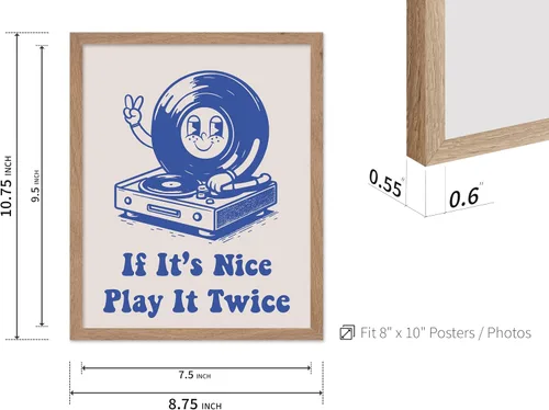 Vista 3 de Poster Master If It's Nice Play It Twice Poster - Retro Record Player Print - Turntable Art - Music Design - Blue Preppy Design - Trendy Artwork