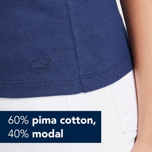Vista 3 de vineyard vines Camiseta simple de manga corta con cuello en V para mujer
