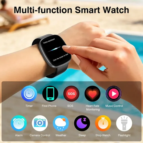 Vista 7 de TYKOIT Reloj inteligente, rastreador de fitness con pantalla táctil de 45 mm, monitor de frecuencia cardíaca, oxígeno en sangre, seguimiento